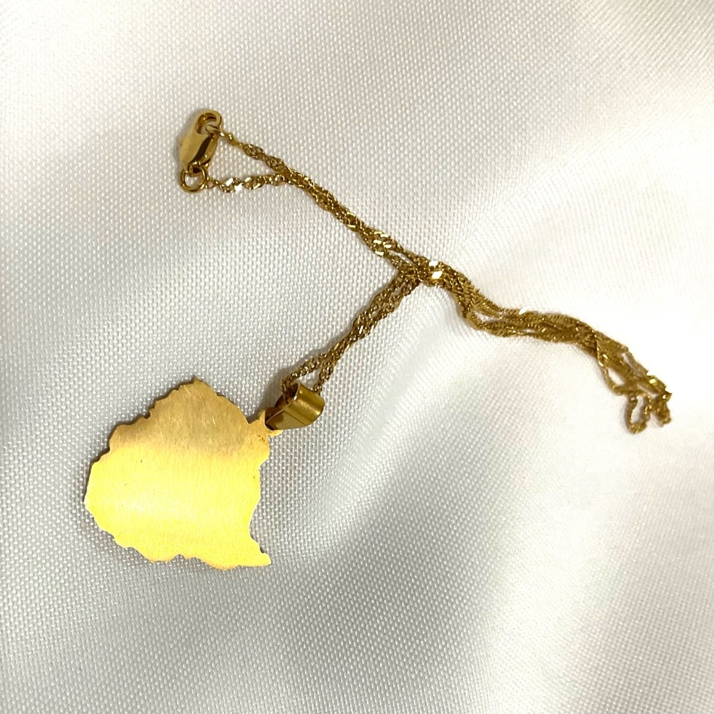 ZIMBABWE MAP PENDANT 18k Gold Plated - Picture 5 of 12